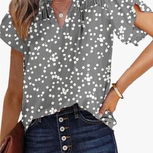 Gray Polka Dot‎ Blouse